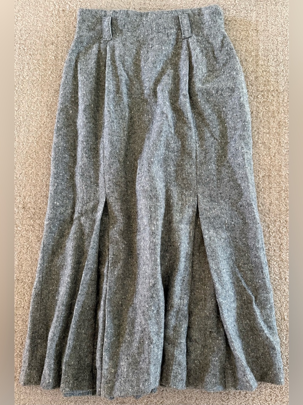 Vintage Together! Gray Wool Blend mermaid Midi Skirt 6 Pleated Flare Textured